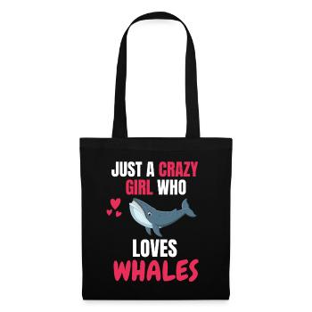 Crazy Girl Animal Drôle Cadeau Baleine - Sac en tissu - noir - Devant
