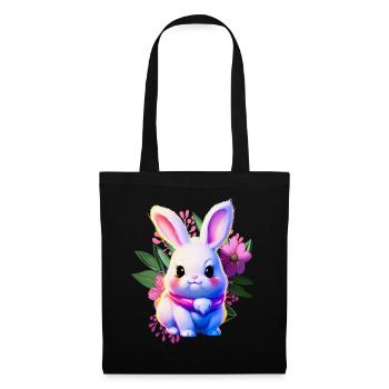 cute Easter Bunny Floral with Easter flowers - Tote Bag - black - Front