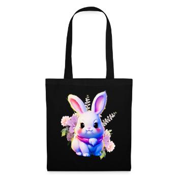 Flowers Easter Bunny Cute Bunny - Tote Bag - black - Front