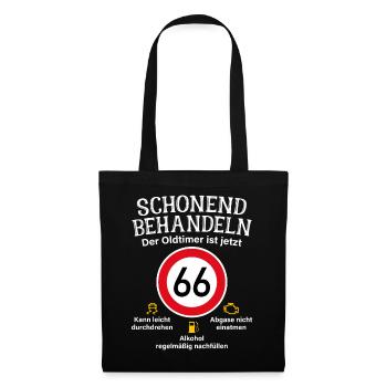 66. Geburtstag Schonend Behandeln Oldtimer Ist 66 - Stoffbeutel - Schwarz - Vorne