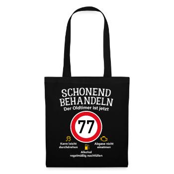 77. Geburtstag Schonend Behandeln Oldtimer Ist 77 - Stoffbeutel - Schwarz - Vorne