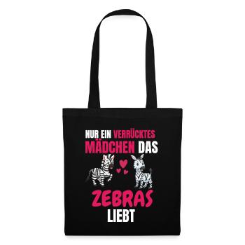 Tierliebhaber Mädchen Lustiges Geschenk Zebra - Stoffbeutel - Schwarz - Vorne
