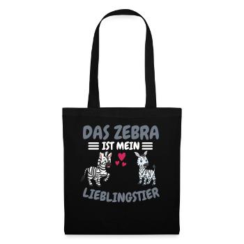 Zoo Tier Lieblingstier Geschenk Lustiges Zebra - Stoffbeutel - Schwarz - Vorne