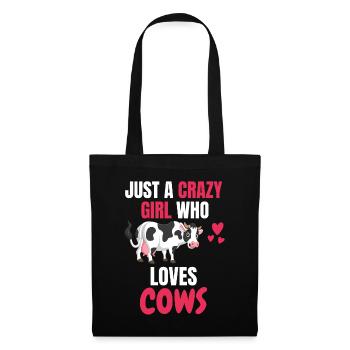 Crazy Girl Farmer Animal Gift Cow - Sac en tissu - noir - Devant