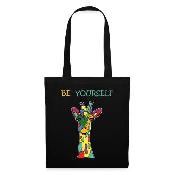 Giraffe Be Yourself Sei Du Selbst Bunt Anders - Stoffbeutel - Schwarz - Vorne