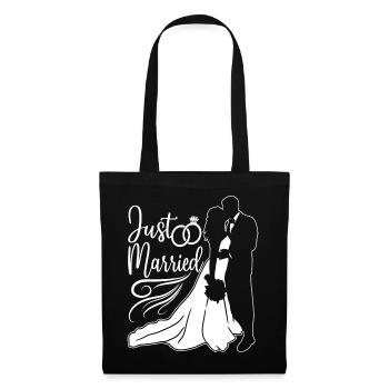 Couple juste marié Femme Mari - Sac en tissu - noir - Devant