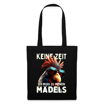 Hühner Keine Zeit Ich Muss Zu Meinen Mädels Hahn - Stoffbeutel - Schwarz - Vorne