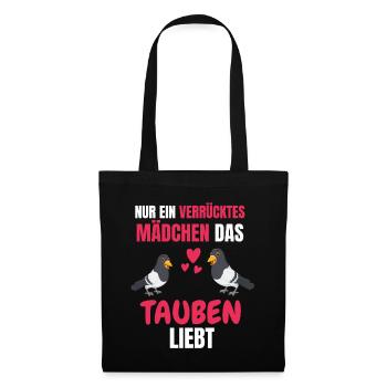 Taubenrennen Vogel Mädchen Lustiges Geschenk Taube - Stoffbeutel - Schwarz - Vorne