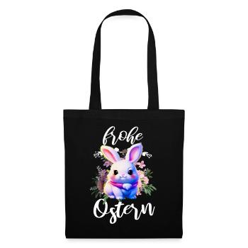 Frohe Ostern niedliche Osterhase - Stoffbeutel - Schwarz - Vorne