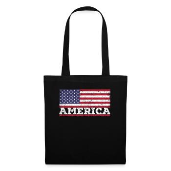 USA Flagge Amerika Patriotische - Stoffbeutel - Schwarz - Vorne