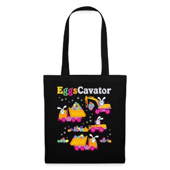 Easter For Boys Toddlers Funny Eggs Cavator Bunny - Tote Bag - black - Front