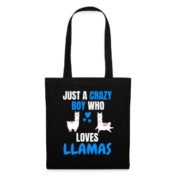 Crazy Boy Alpaga Cadeau Drôle Lama - Sac en tissu - noir - Devant