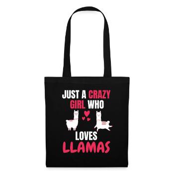Crazy Girl Animal Funny Gift Llama - Sac en tissu - noir - Devant