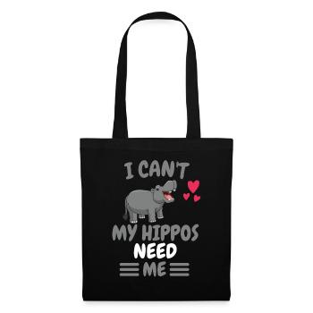 Ich kann nicht Hippo Afrika Tier Geschenk Nilpferd - Stoffbeutel - Schwarz - Vorne