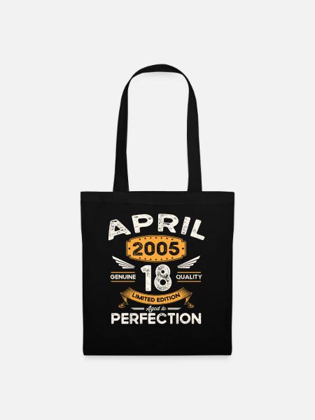 18. Geburtstag Mann April Jahrgang 2005 Legendär - Stoffbeutel - Schwarz