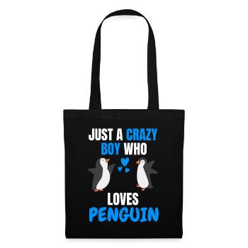 Verrückter Junge Antarktis Tier Geschenk Pinguin - Stoffbeutel - Schwarz - Vorne
