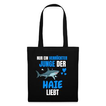 Ozean Tier Jungs Raubtier Lustiges Geschenk Hai - Stoffbeutel - Schwarz - Vorne