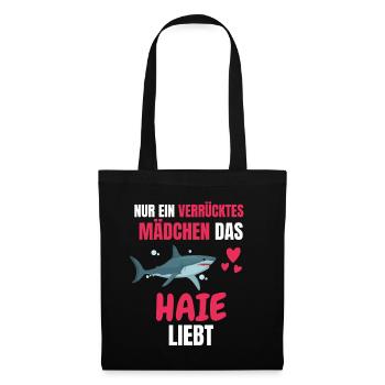 Ozean Tier Mädchen Raubtier Lustiges Geschenk Hai - Stoffbeutel - Schwarz - Vorne