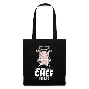 coole Kuh Chef Spruch - Stoffbeutel - Schwarz - Vorne