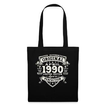 33rd birthday man April Born 1990 Original - Tote Bag - black - Front
