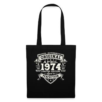 49. Geburtstag Mann April Jahrgang 1974 Original - Stoffbeutel - Schwarz - Vorne