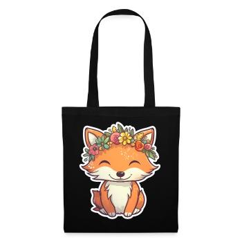 Small fox with flower crown - Tote Bag - black - Front