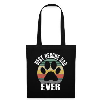 Best Rescue Dad Ever Vintage Retro Dog Cat Lover - Stoffbeutel - Schwarz - Vorne