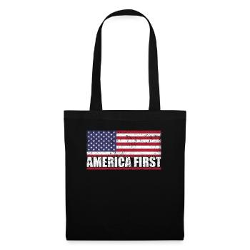 Amerika First USA Flagge Patriotic Proud - Stoffbeutel - Schwarz - Vorne