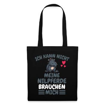 Afrika Tier Lustiges Nilpferd Geschenk Hippo - Stoffbeutel - Schwarz - Vorne