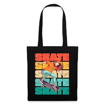 Skateboarding Cool Skater Girl Bunt - Stoffbeutel - Schwarz - Vorne