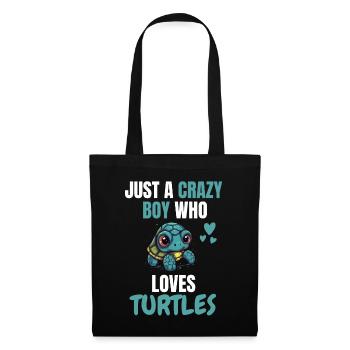 Crazy Boy Zoo Animal Gift Turtle - Tote Bag - black - Front