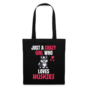 Crazy Girl Pet Dogs Gift Husky - Tote Bag - black - Front