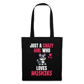 Crazy Girl Dog Pet Gift Husky - Tote Bag - black - Front