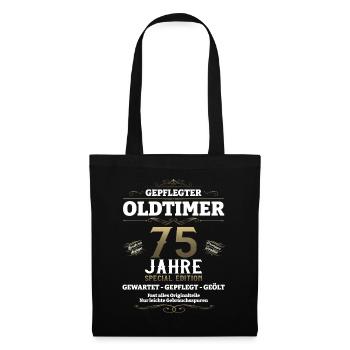 75. Geburtstag Mann Oldtimer Jahrgang 1948 - Stoffbeutel - Schwarz - Vorne