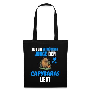 Wasserschwein Zoo Tier Jungs Geschenk Capybara - Stoffbeutel - Schwarz - Vorne