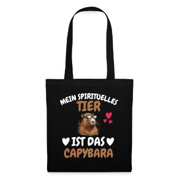 Zoo Tier Mein spirituelles Tier ist das Capybara - Stoffbeutel - Schwarz - Vorne