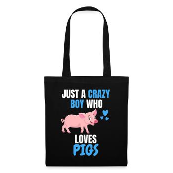 Farm Animal Farmer Boys Gift Pig - Tote Bag - black - Front