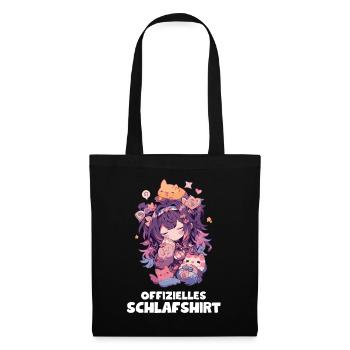 Lustiges Schlafshirt - Anime Pyjama für Mädchen - Stoffbeutel - Schwarz - Vorne