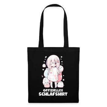 Kawaii Shirt Mädchen Niedliche Pyjama-Nachtwäsche - Stoffbeutel - Schwarz - Vorne