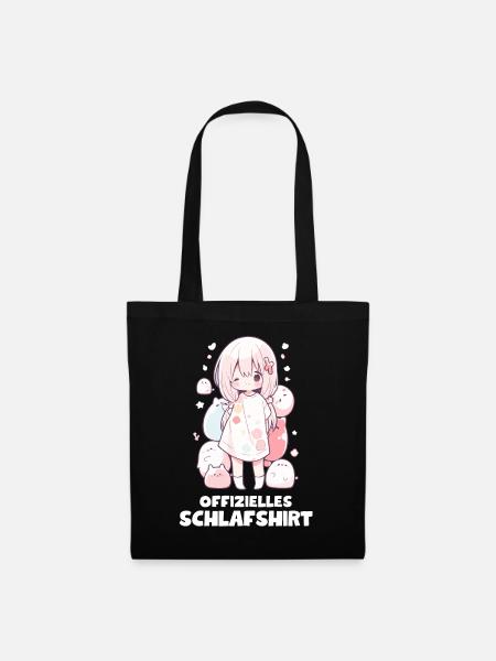 Kawaii Shirt Mädchen Niedliche Pyjama-Nachtwäsche - Stoffbeutel - Schwarz