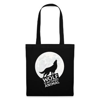 Wolf ist mein Krafttier - Stoffbeutel - Schwarz - Vorne
