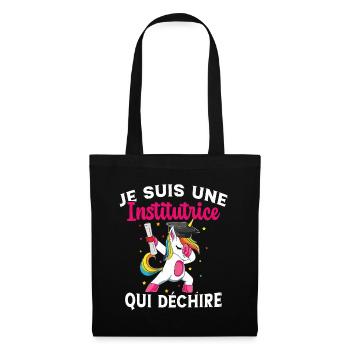 Femme Institutrice Qui Déchire Idée Enseignant - Sac en tissu - noir - Devant