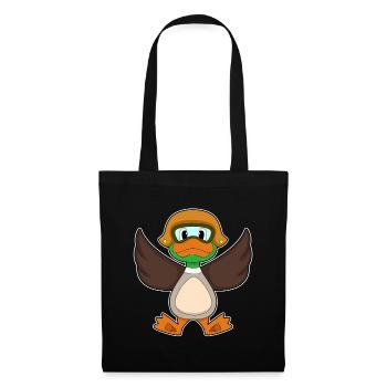 Ente Pilot Pilotenmütze - Stoffbeutel - Schwarz - Vorne