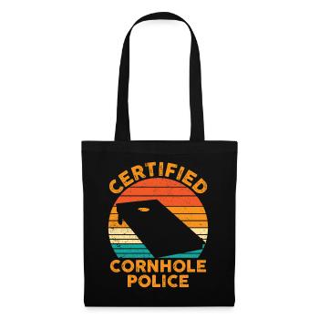 Lustiges Cornhole Corn Hole Retro - Stoffbeutel - Schwarz - Vorne