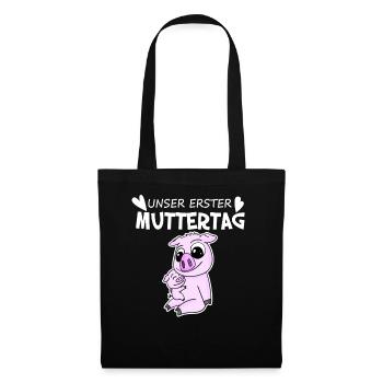 Muttertag - erster Muttertag Geschenk - Stoffbeutel - Schwarz - Vorne