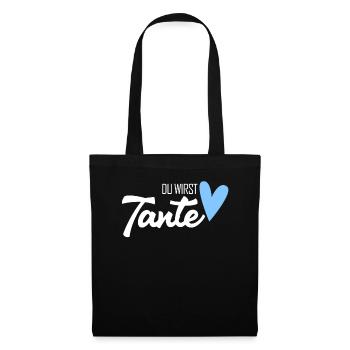 Tante Geschenk - Du wirst Tante - werdende Tante - Stoffbeutel - Schwarz - Vorne