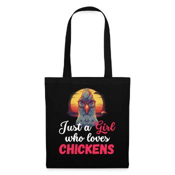 Bauer Hühner Mädchen Geschenk Sonnenuntergang Huhn - Stoffbeutel - Schwarz - Vorne
