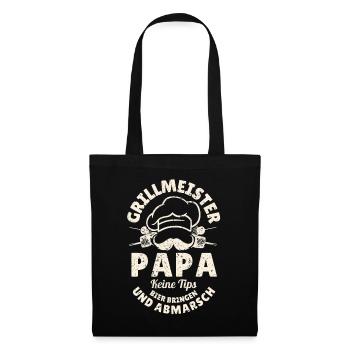 Grillmeister Papa Lustiges Grill-Design für Väter - Stoffbeutel - Schwarz - Vorne