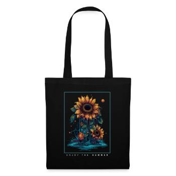 Psychedelische Sonnenblumen Garten Natur Geschenk - Stoffbeutel - Schwarz - Vorne