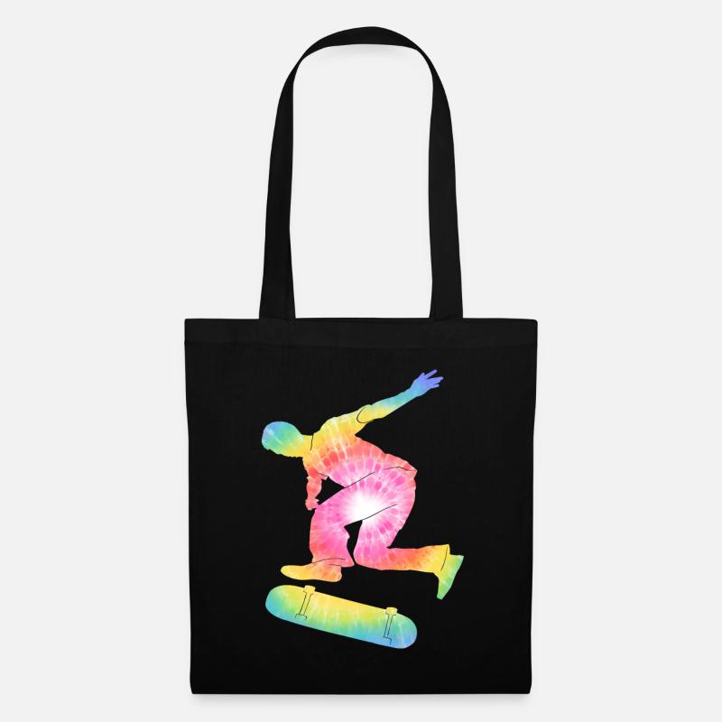 Skateboarder Silhouette Batikfarbe - Stoffbeutel - Schwarz